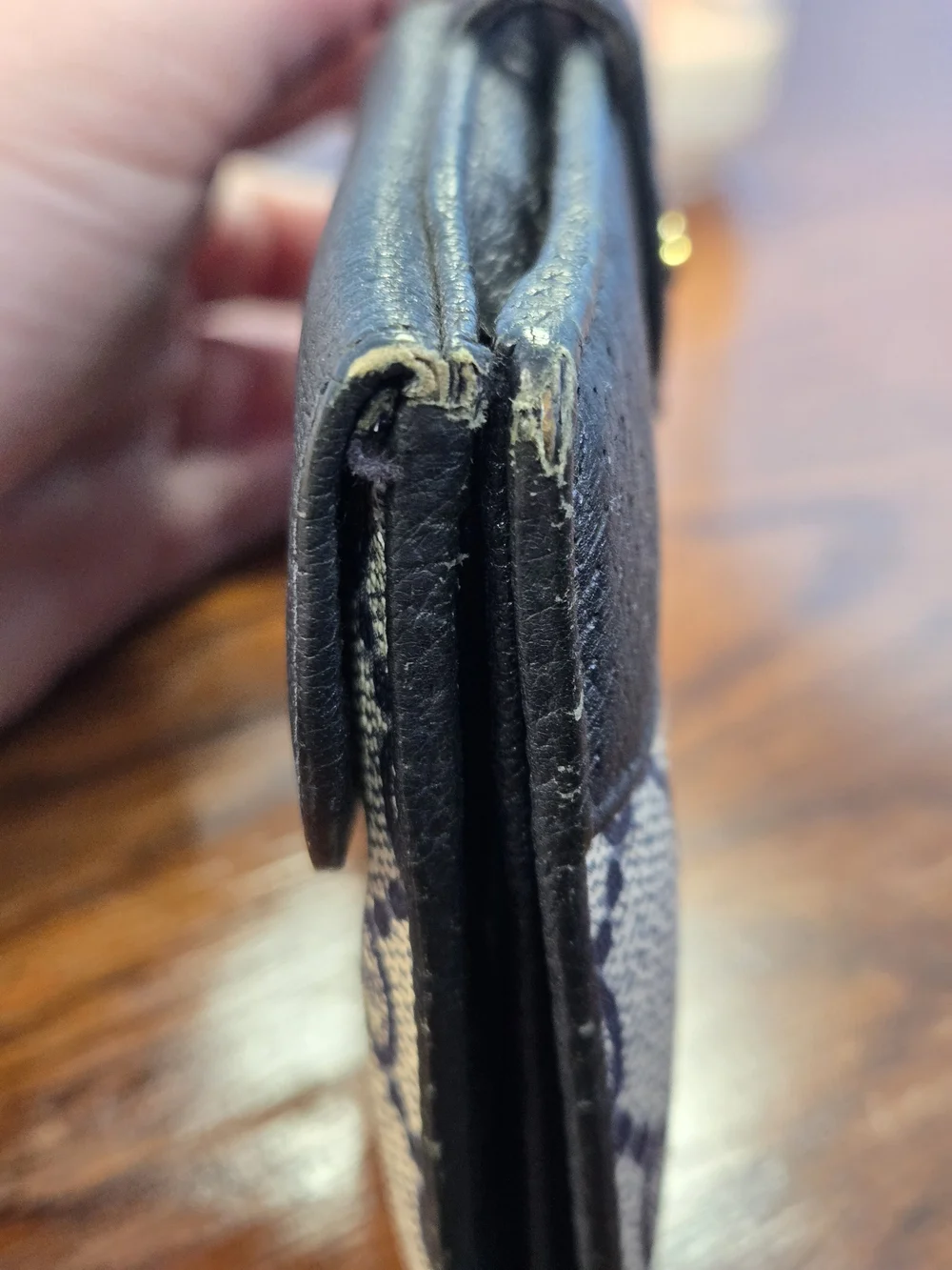Vintage Gucci GG Canvas Sherry Line Wallet Black Leather Trim Italy Authentic - Picture 4 of 16